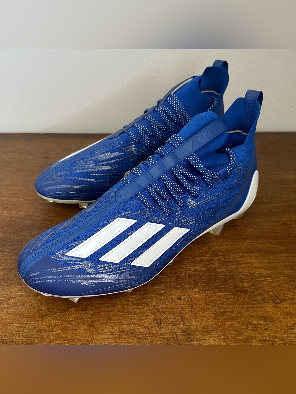Size 12.5 Adidas Adizero Men's Football Cleats Blue/White Primeknit GV9622